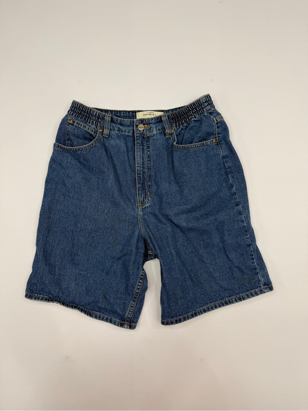 L.L. Bean Double L Comfort Waist Denim Shorts Women's Size 12 Reg Dark Wash